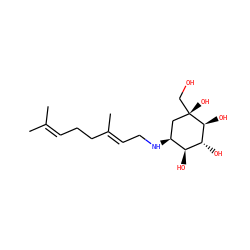 CC(C)=CCC/C(C)=C/CN[C@H]1C[C@](O)(CO)[C@@H](O)[C@H](O)[C@H]1O ZINC000299818328