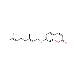 CC(C)=CCC/C(C)=C/COc1ccc2ccc(=O)oc2c1 ZINC000001658901