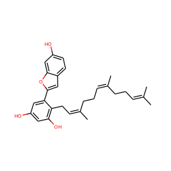 CC(C)=CCC/C(C)=C\CC/C(C)=C\Cc1c(O)cc(O)cc1-c1cc2ccc(O)cc2o1 ZINC000043077085