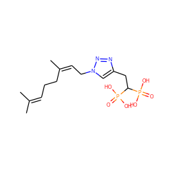 CC(C)=CCC/C(C)=C\Cn1cc(CC(P(=O)(O)O)P(=O)(O)O)nn1 ZINC000095593377