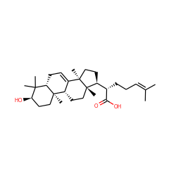 CC(C)=CCC[C@H](C(=O)O)[C@@H]1CC[C@]2(C)C3=CC[C@H]4C(C)(C)[C@H](O)CC[C@]4(C)[C@H]3CC[C@@]12C ZINC000031458990