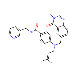 CC(C)=CCN(Cc1ccc2ncn(C)c(=O)c2c1)c1ccc(C(=O)NCc2cccnc2)cc1 ZINC000072108610