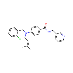 CC(C)=CCN(Cc1ccccc1Cl)c1ccc(C(=O)NCc2cccnc2)cc1 ZINC000072107831