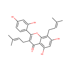 CC(C)=CCc1c(-c2ccc(O)cc2O)oc2c(CC=C(C)C)c(O)cc(O)c2c1=O ZINC000014727558