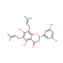 CC(C)=CCc1c(O)c(CC=C(C)C)c2c(c1O)C(=O)C[C@@H](c1cc(O)cc(O)c1)O2 ZINC000014727551