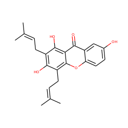 CC(C)=CCc1c(O)c(CC=C(C)C)c2oc3ccc(O)cc3c(=O)c2c1O ZINC000014781094