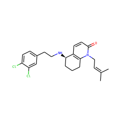 CC(C)=CCn1c2c(ccc1=O)[C@H](NCCc1ccc(Cl)c(Cl)c1)CCC2 ZINC000013743293