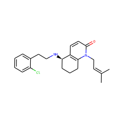 CC(C)=CCn1c2c(ccc1=O)[C@H](NCCc1ccccc1Cl)CCC2 ZINC000013743299