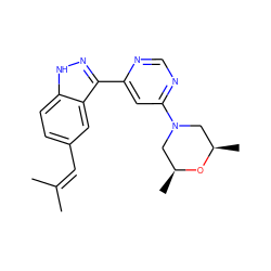 CC(C)=Cc1ccc2[nH]nc(-c3cc(N4C[C@H](C)O[C@H](C)C4)ncn3)c2c1 ZINC000225557655