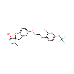 CC(C)[C@@]1(C(=O)O)Cc2cc(OCCOc3ccc(OC(F)(F)F)cc3Cl)ccc2O1 ZINC000013671864