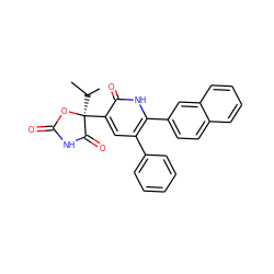 CC(C)[C@@]1(c2cc(-c3ccccc3)c(-c3ccc4ccccc4c3)[nH]c2=O)OC(=O)NC1=O ZINC000071341863