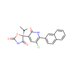 CC(C)[C@@]1(c2cc(Cl)c(-c3ccc4ccccc4c3)[nH]c2=O)OC(=O)NC1=O ZINC000071341859