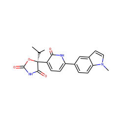 CC(C)[C@@]1(c2ccc(-c3ccc4c(ccn4C)c3)[nH]c2=O)OC(=O)NC1=O ZINC000084690907