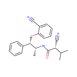 CC(C)[C@@H](C#N)C(=O)N[C@H](C)[C@@H](Oc1ccccc1C#N)c1ccccc1 ZINC000029343817