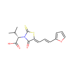 CC(C)[C@@H](C(=O)O)N1C(=O)/C(=C/C=C/c2ccco2)SC1=S ZINC000004356981