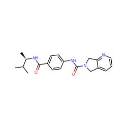 CC(C)[C@@H](C)NC(=O)c1ccc(NC(=O)N2Cc3cccnc3C2)cc1 ZINC000167120180