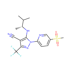 CC(C)[C@@H](C)Nc1c(C#N)c(C(F)(F)F)nn1-c1ccc(S(C)(=O)=O)cn1 ZINC000028565957