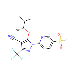 CC(C)[C@@H](C)Oc1c(C#N)c(C(F)(F)F)nn1-c1ccc(S(C)(=O)=O)cn1 ZINC000028569553