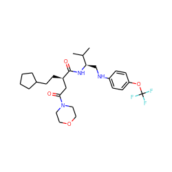 CC(C)[C@@H](CNc1ccc(OC(F)(F)F)cc1)NC(=O)[C@H](CCC1CCCC1)CC(=O)N1CCOCC1 ZINC000014971730