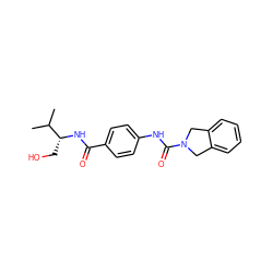 CC(C)[C@@H](CO)NC(=O)c1ccc(NC(=O)N2Cc3ccccc3C2)cc1 ZINC000167363886