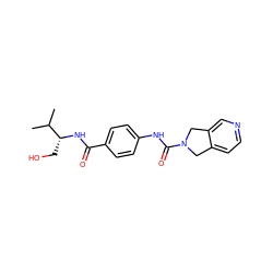 CC(C)[C@@H](CO)NC(=O)c1ccc(NC(=O)N2Cc3ccncc3C2)cc1 ZINC000165973890