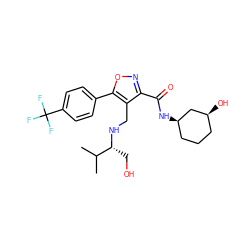 CC(C)[C@@H](CO)NCc1c(C(=O)N[C@@H]2CCC[C@H](O)C2)noc1-c1ccc(C(F)(F)F)cc1 ZINC000071317743