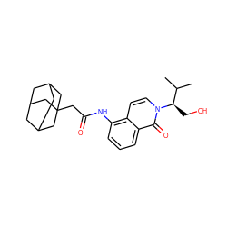 CC(C)[C@@H](CO)n1ccc2c(NC(=O)CC34CC5CC(CC(C5)C3)C4)cccc2c1=O ZINC000043010959