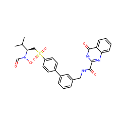 CC(C)[C@@H](CS(=O)(=O)c1ccc(-c2cccc(CNC(=O)c3nc4ccccc4c(=O)[nH]3)c2)cc1)N(O)C=O ZINC000114404774