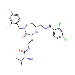 CC(C)[C@@H](N)C(=O)NCC[C@H]1N[C@@H](CNC(=O)c2ccc(Cl)cc2Cl)CCN(Cc2ccc(Cl)cc2Cl)C1=O ZINC001772618229