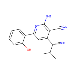 CC(C)[C@@H](N)c1cc(-c2ccccc2O)nc(N)c1C#N ZINC000028364481