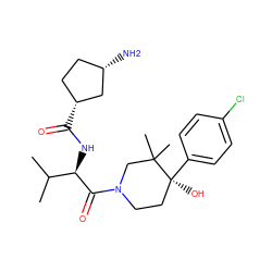 CC(C)[C@@H](NC(=O)[C@@H]1CC[C@H](N)C1)C(=O)N1CC[C@](O)(c2ccc(Cl)cc2)C(C)(C)C1 ZINC000096272220