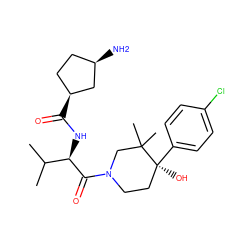 CC(C)[C@@H](NC(=O)[C@H]1CC[C@@H](N)C1)C(=O)N1CC[C@](O)(c2ccc(Cl)cc2)C(C)(C)C1 ZINC000096272226