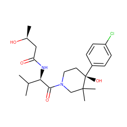 CC(C)[C@@H](NC(=O)C[C@H](C)O)C(=O)N1CC[C@](O)(c2ccc(Cl)cc2)C(C)(C)C1 ZINC000299821426