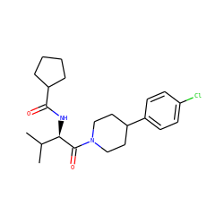 CC(C)[C@@H](NC(=O)C1CCCC1)C(=O)N1CCC(c2ccc(Cl)cc2)CC1 ZINC000095579086