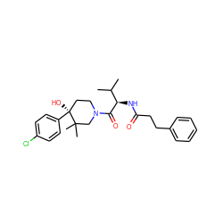 CC(C)[C@@H](NC(=O)CCc1ccccc1)C(=O)N1CC[C@](O)(c2ccc(Cl)cc2)C(C)(C)C1 ZINC000096272231