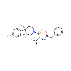 CC(C)[C@@H](NC(=O)Cc1ccccc1)C(=O)N1CC[C@](O)(c2ccc(Cl)cc2)C(C)(C)C1 ZINC000096272213