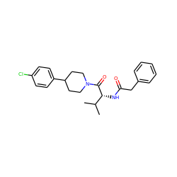 CC(C)[C@@H](NC(=O)Cc1ccccc1)C(=O)N1CCC(c2ccc(Cl)cc2)CC1 ZINC000095575297