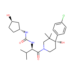 CC(C)[C@@H](NC(=O)N[C@@H]1CC[C@@H](O)C1)C(=O)N1CC[C@](O)(c2ccc(Cl)cc2)C(C)(C)C1 ZINC000200491235