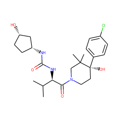 CC(C)[C@@H](NC(=O)N[C@@H]1CC[C@H](O)C1)C(=O)N1CC[C@](O)(c2ccc(Cl)cc2)C(C)(C)C1 ZINC000213403648