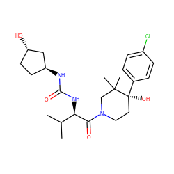 CC(C)[C@@H](NC(=O)N[C@H]1CC[C@H](O)C1)C(=O)N1CC[C@](O)(c2ccc(Cl)cc2)C(C)(C)C1 ZINC000118189579