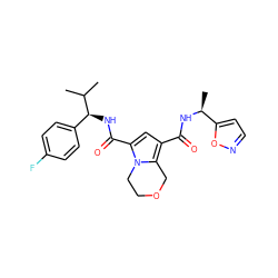 CC(C)[C@@H](NC(=O)c1cc(C(=O)N[C@@H](C)c2ccno2)c2n1CCOC2)c1ccc(F)cc1 ZINC000146147233