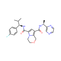 CC(C)[C@@H](NC(=O)c1cc(C(=O)N[C@@H](C)c2cnccn2)c2n1CCOC2)c1ccc(F)cc1 ZINC000146077260