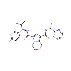 CC(C)[C@@H](NC(=O)c1cc(C(=O)N[C@H](C)c2ncccn2)c2n1CCOC2)c1ccc(F)cc1 ZINC000146147617