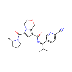 CC(C)[C@@H](NC(=O)c1cc(C(=O)N2CCC[C@@H]2C)n2c1COCC2)c1ccc(C#N)nc1 ZINC000146091298