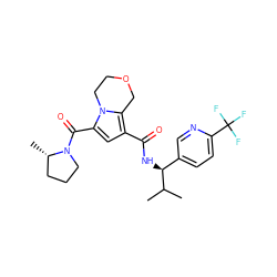 CC(C)[C@@H](NC(=O)c1cc(C(=O)N2CCC[C@@H]2C)n2c1COCC2)c1ccc(C(F)(F)F)nc1 ZINC000146096842