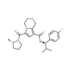 CC(C)[C@@H](NC(=O)c1cc(C(=O)N2CCC[C@@H]2C)n2c1COCC2)c1ccc(F)cc1 ZINC000146051407