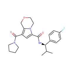 CC(C)[C@@H](NC(=O)c1cc(C(=O)N2CCCC2)c2n1CCOC2)c1ccc(F)cc1 ZINC000146125621