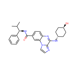 CC(C)[C@@H](NC(=O)c1ccc2nc(N[C@H]3CC[C@H](O)CC3)c3nccn3c2c1)c1ccccc1 ZINC000299845207