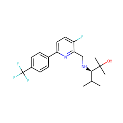 CC(C)[C@@H](NCc1nc(-c2ccc(C(F)(F)F)cc2)ccc1F)C(C)(C)O ZINC000204415266