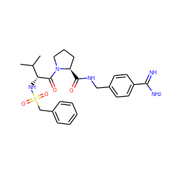 CC(C)[C@@H](NS(=O)(=O)Cc1ccccc1)C(=O)N1CCC[C@H]1C(=O)NCc1ccc(C(=N)N)cc1 ZINC000072177282